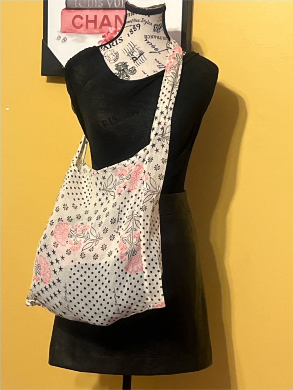 Free People Floral & Polka Dot Shoulder Bag in Cream and Pink